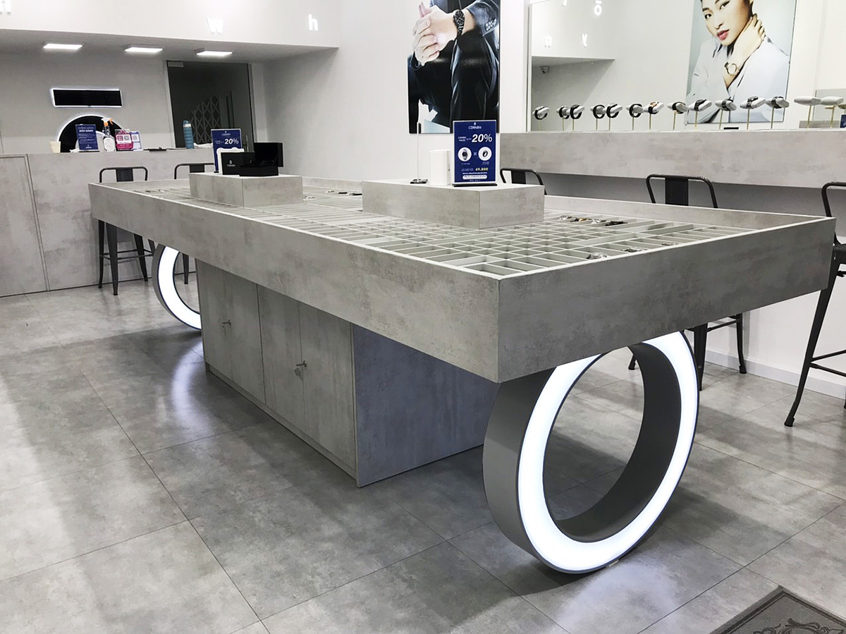 thi công store đồng hồ